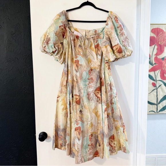 Selkie The Mucha Day Dress Alphonse Mucha Print Midi Size XL - Picture 3 of 12